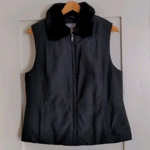 Ann Taylor Faux Fur Collar Vest